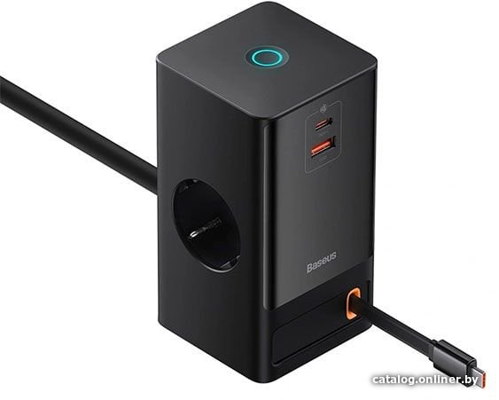 Сетевое зарядное Baseus PowerCombo Digital PowerStrip 2AC+1U+1C+Retractable-C 65W PSLR000301 (черный)
