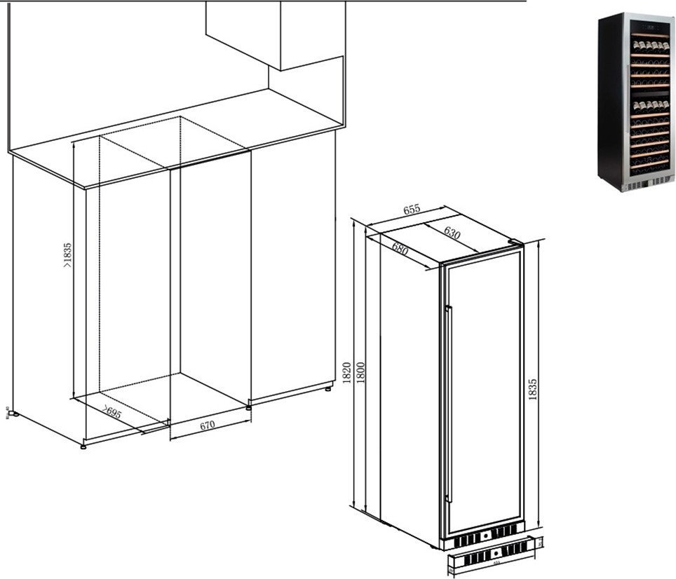 Винный шкаф Temptech E1000DX