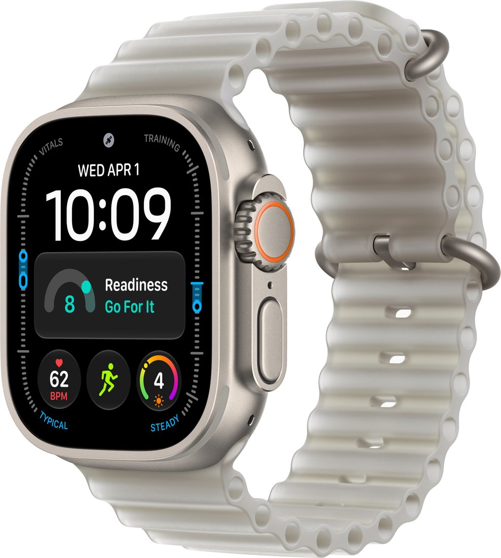 Умные часы Apple Watch Ultra 4 LTE 49 мм (титановый корпус, природный/серый, ремешок из эластомера)
