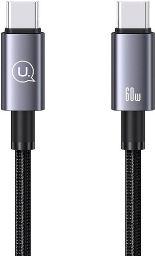 Кабель Usams US-SJ678 USB Type-C - USB Type-C (0.25 м, черный)