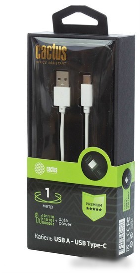 Кабель CACTUS USB Type-A - USB Type-C CS-USB.A.USB.C-1 (1 м, белый)