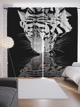 Комплект штор JoyArty Тигр пьющий воду p_75634 (145x265)