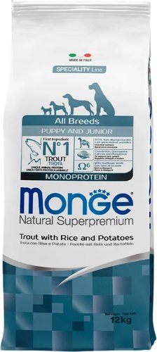 Сухой корм для собак Monge Speciality Line Monoprotein Для щенков Форель, рис и картофелем 12 кг