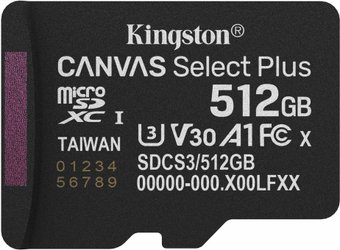 Карта памяти Kingston Canvas Select Plus microSDXC 512GB SDCS3/512GBSP