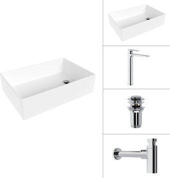 Умывальник Lauter 21518-1 + Reef 21CK8678C + сифон 21635CH + дон.клапан 21190CH (хром)