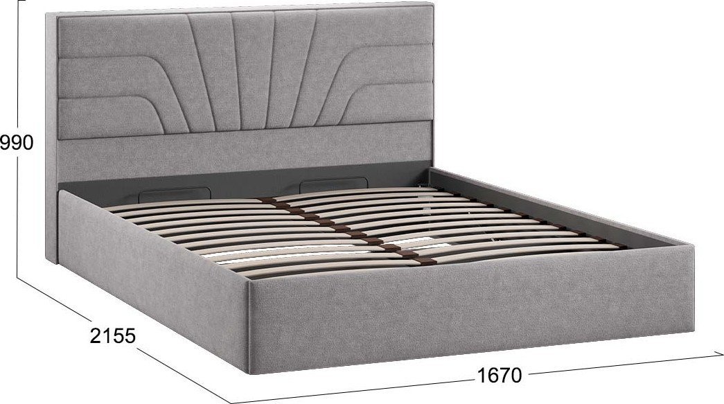 Кровать Трия Пандора с ПМ и заглушиной 160x200 Тип 1 (микрошенилл Relax Mocco)