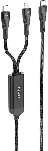 Кабель Hoco U102 USB Type-C - USB Type-C+Lightning (1.5 м, черный)