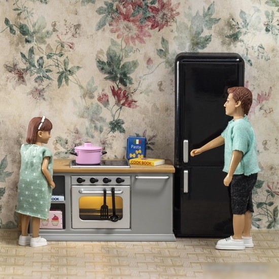 Мебель для кукольного домика Lundby Кухонный остров и холодильник 60201800