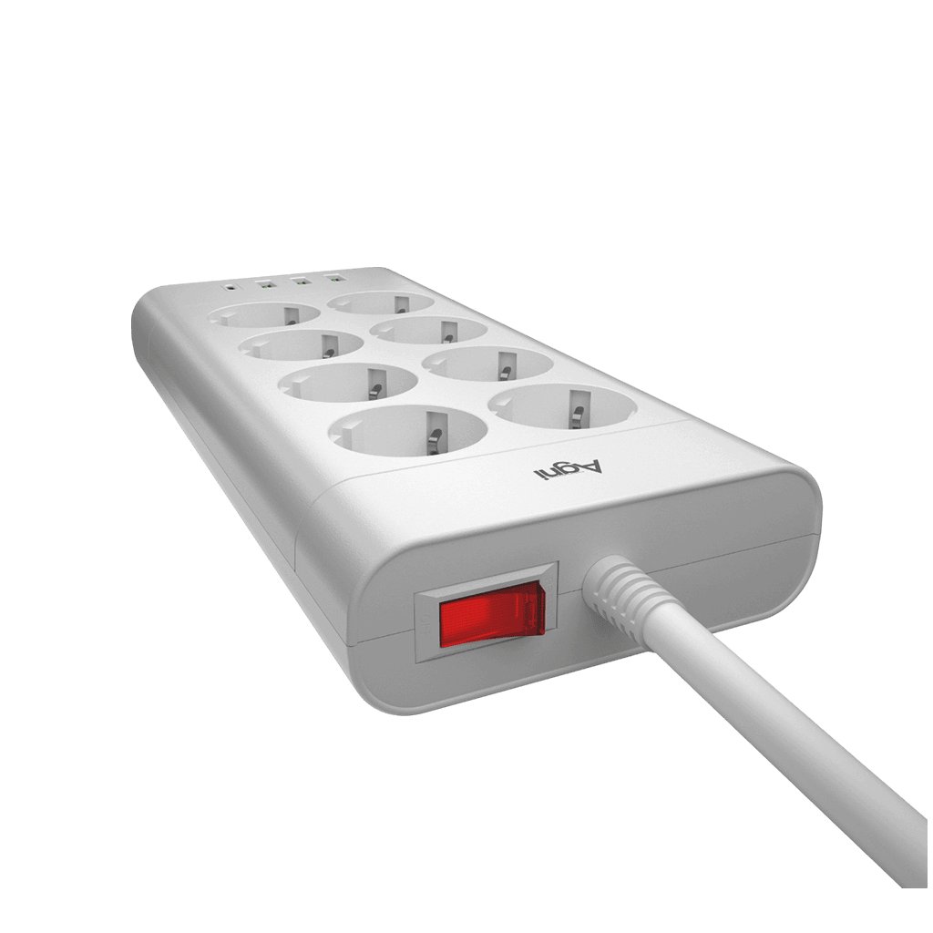 Сетевой фильтр Agni TP-FA4U8E-C-2m-white (2м, 8 розеток, белый)
