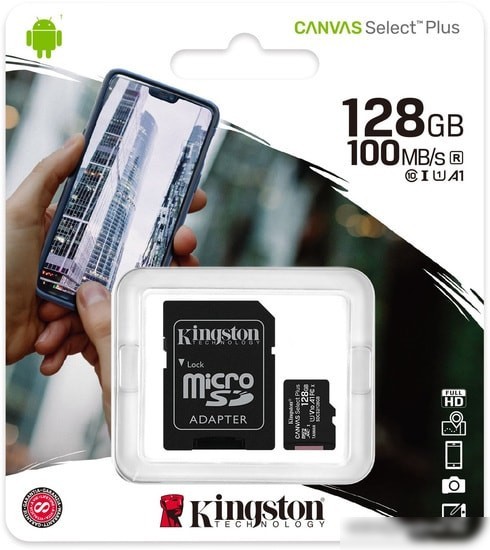 Карта памяти Kingston Canvas Select Plus microSDXC 128GB (с адаптером)