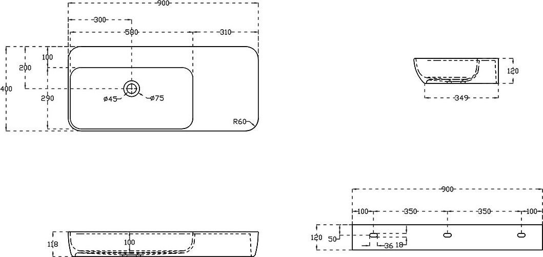 Умывальник Vincea VWB-6S590MW