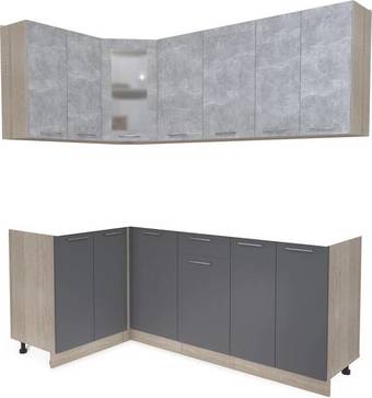 Готовая кухня Интерлиния Мила 12x20 без столешницы (бетон/антрацит)