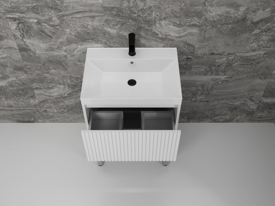 Symbolite Тумба под умывальник Стокгольм 60 Classic Push 2 ящика (белый рифленый софт)
