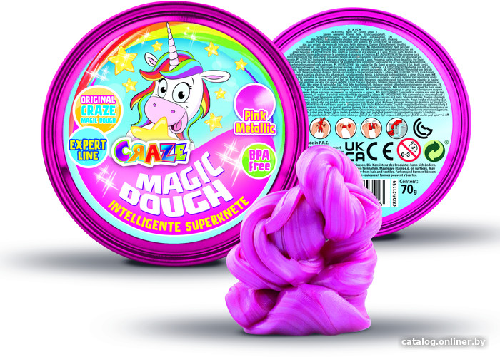 Тесто для лепки Craze Magic Dough Попрыгунчик Мечты единорога 35306.B (розовый металик)