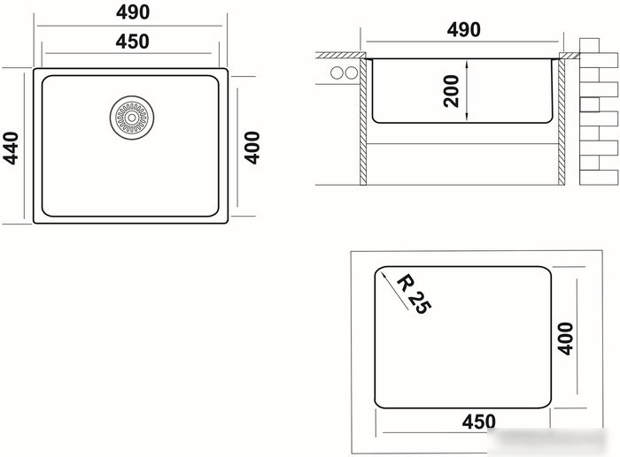 Кухонная мойка Ukinox Лофт LOB450.400-GT10P