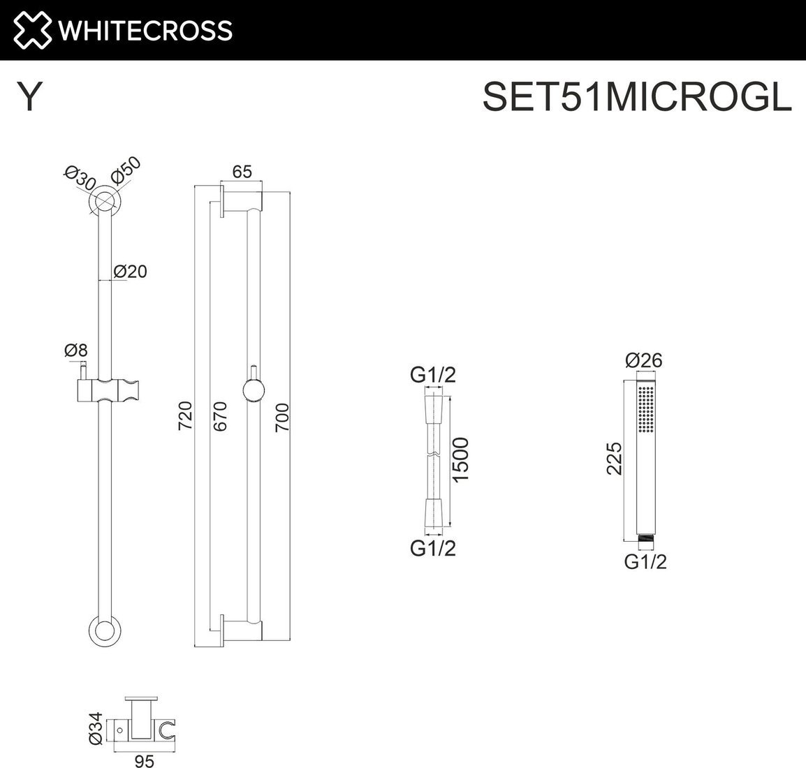 Душевой гарнитур Whitecross SET51MICROGL (золото)