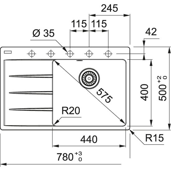 Кухонная мойка Franke Centro CNG 611-78 TL Fragranite 114.0639.719 (черный матовый)