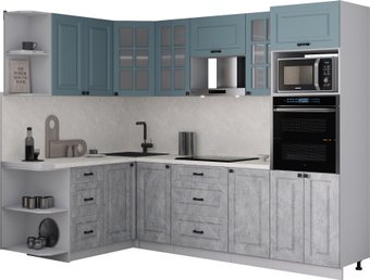 Готовая кухня Интерлиния Мила Деко 1.68x2.6 LV (керамика/океан/опал светлый)