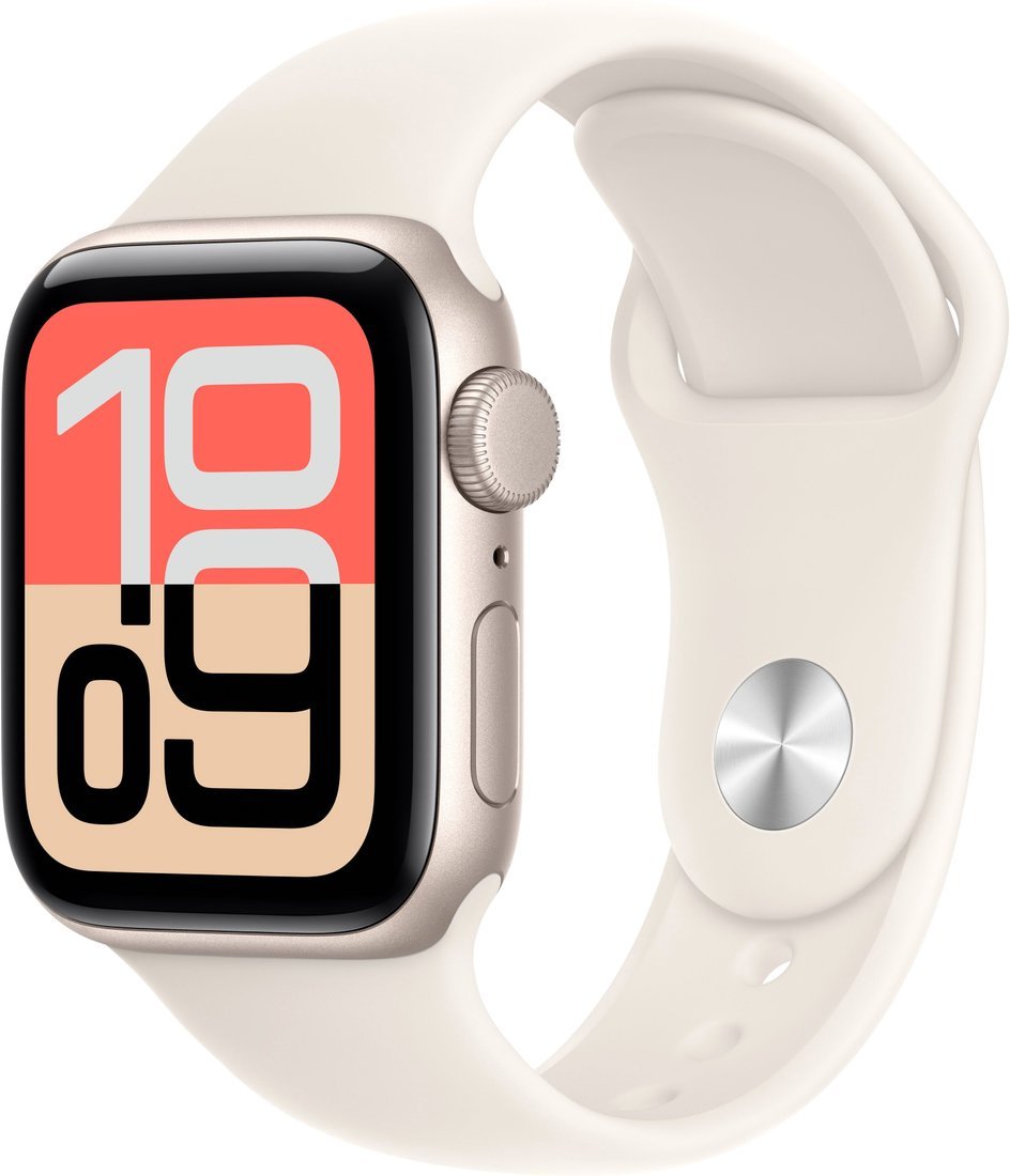 Умные часы Apple Watch SE 3 40 мм (алюминиевый корпус, звездный свет/звездный свет, спортивный силиконовый ремешок S/M)