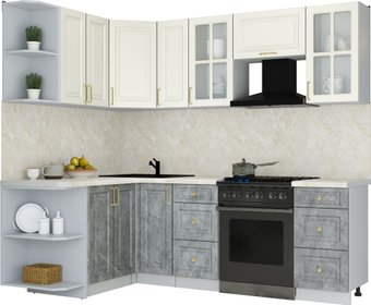 Готовая кухня Интерлиния Мила Шато 1.5x2.3 LV (белый/керамика/опал светлый)