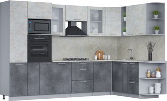 Готовая кухня Интерлиния Мила 1.88x3.2 правая (бетон лайт/бетон портленд/опал светлый)