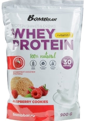 Bombbar Whey Protein (900 г, малиновое печенье)
