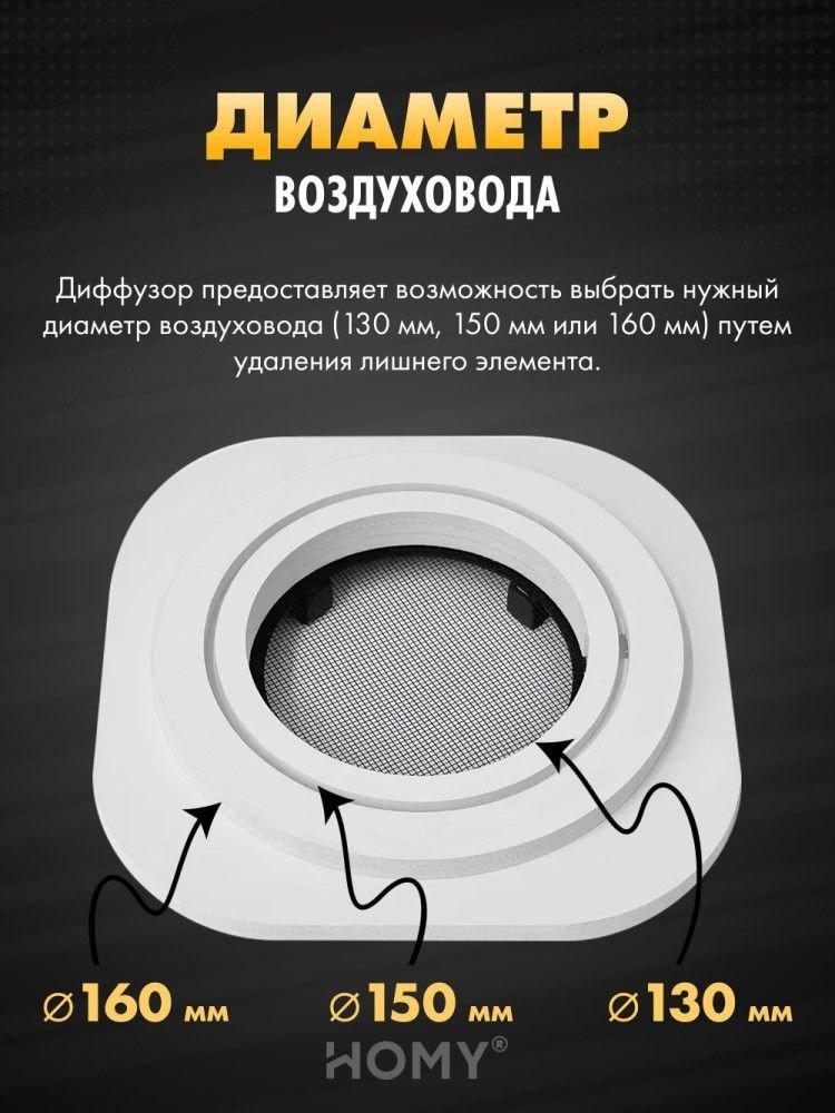 Вентиляционная решетка HOMY AIR круглый A125WR d200 (белая)