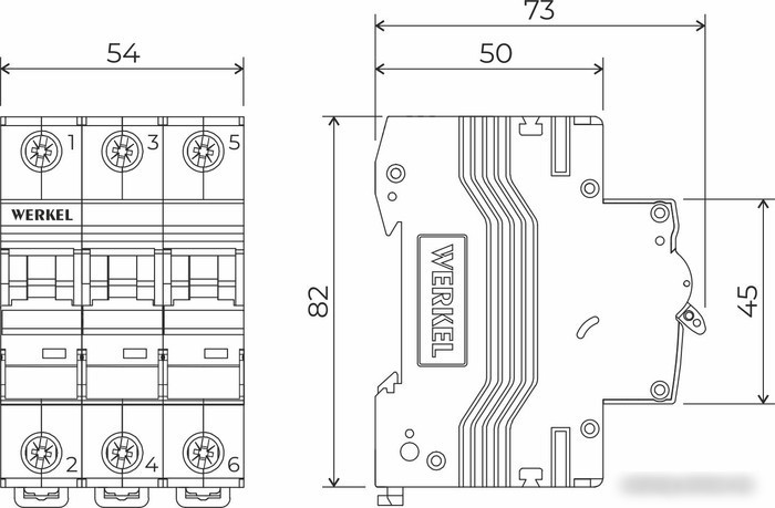 Выключатель автоматический Werkel 3P 25 A C 4.5 кА W903P254
