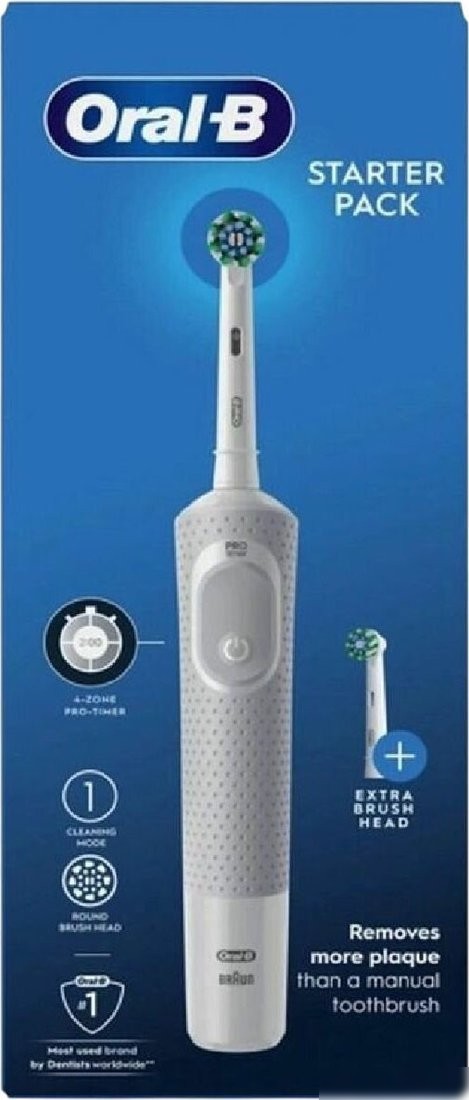 Электрическая зубная щетка Oral-B Vitality D100 Starterkit + 2 насадки (серый)