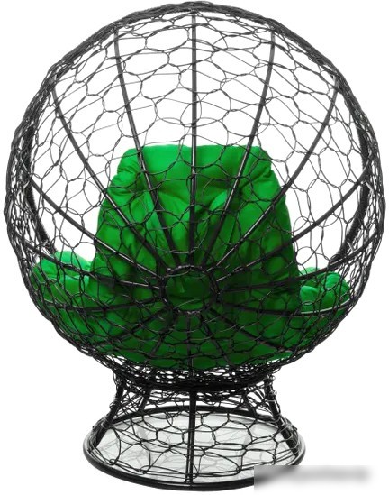 Кресло M-Group Кокос на подставке 11590404 (черный ротанг/зеленая подушка)
