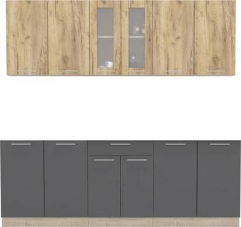Готовая кухня Интерлиния Мила 22 без столешницы (дуб золотой/антрацит)