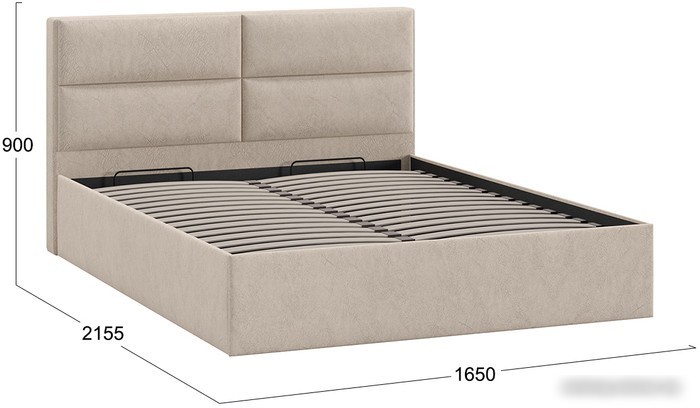 Кровать Трия Глосс универсальный тип 1 с ПМ 160x200 (микровелюр Wellmart Dark Beige)