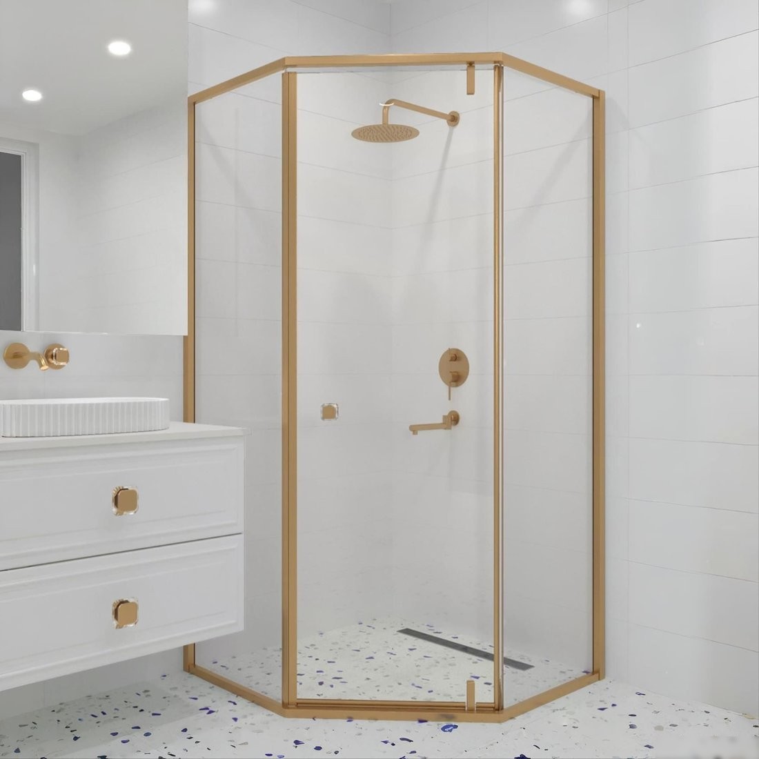 Душевой уголок RGW HO-088Gb 350608800-16 (золото браш/прозрачное стекло)