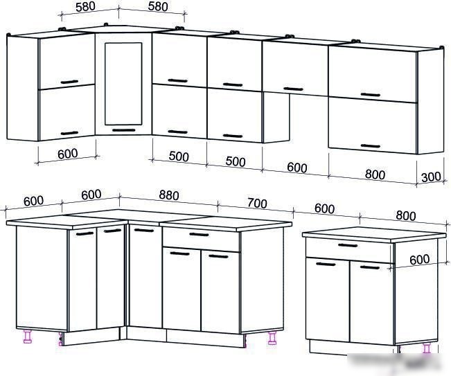 Угловая кухня Интерлиния Мила Gloss 60-12x30 (ваниль/шоколад глянец)