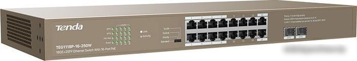 Неуправляемый коммутатор Tenda TEG1118P-16-250W