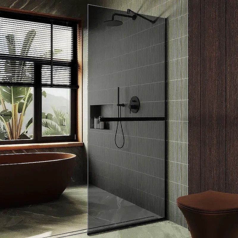 Душевая стенка MaybahGlass 99x195 MGD-1461-6у (графитовое стекло/черный)