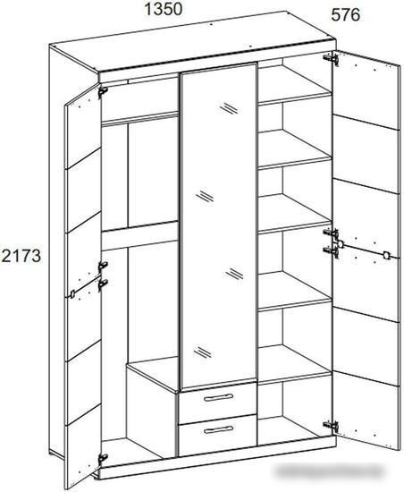 Шкаф распашной Anrex Oskar 3D2S Z Дуб Санремо