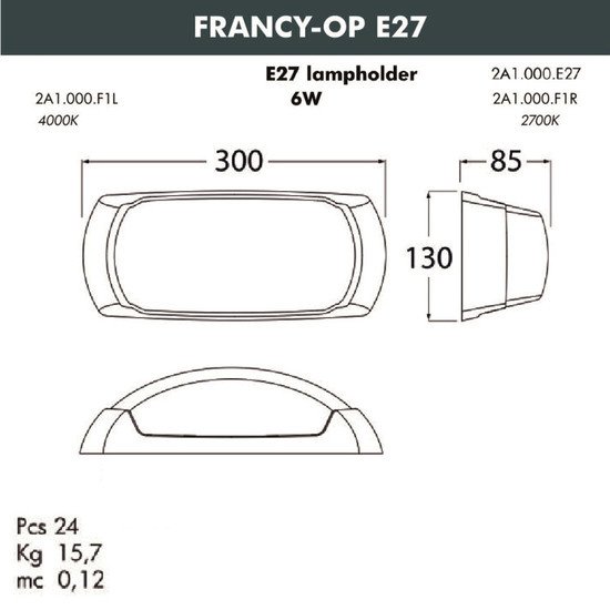 Уличный накладной светильник Fumagalli Francy-ОP 2A1.000.000.AYF1R