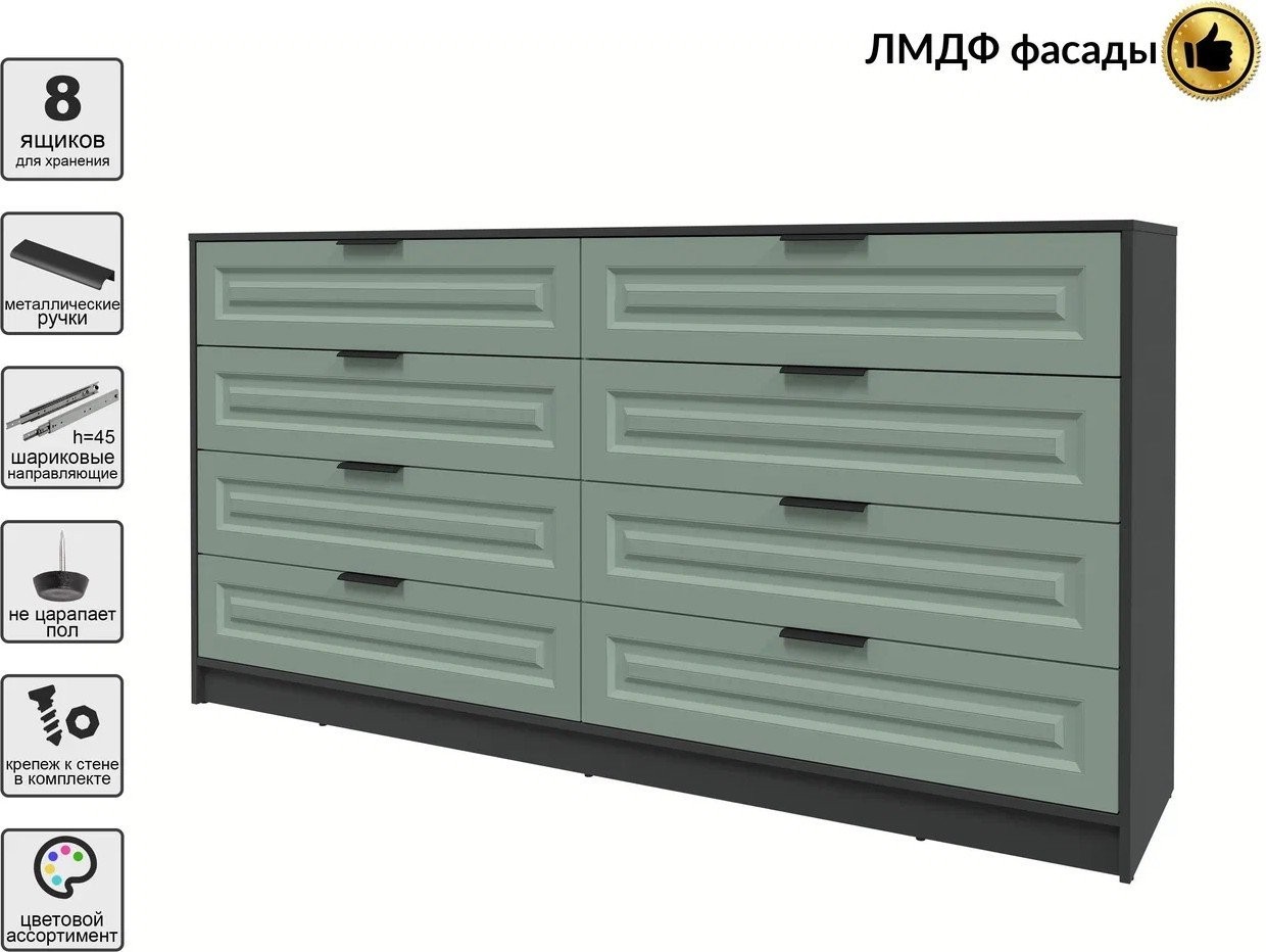 Комод Интерлиния Концепт КТ-К197 Деко (антрацит/мята)