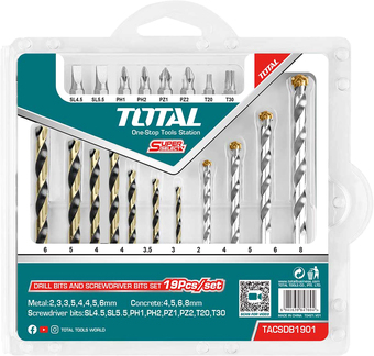 Набор бит и сверл Total TACSDB1901 (19 шт)