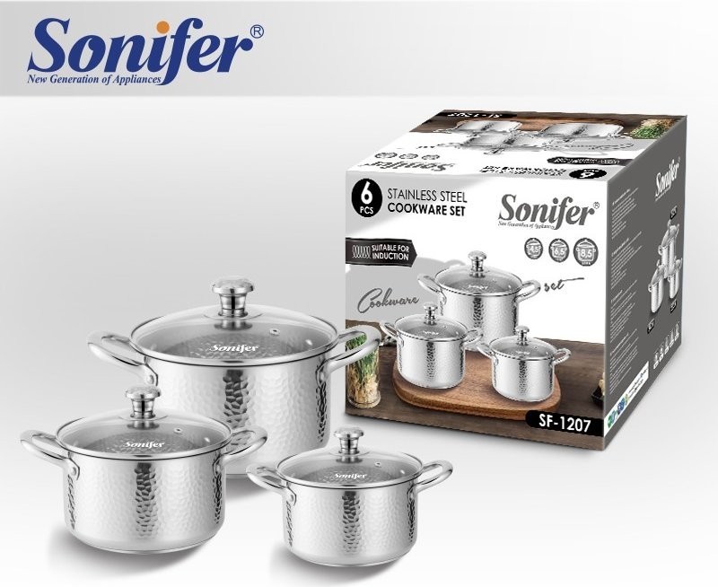 Набор кастрюль Sonifer SF-1207 (3шт, с крышками)