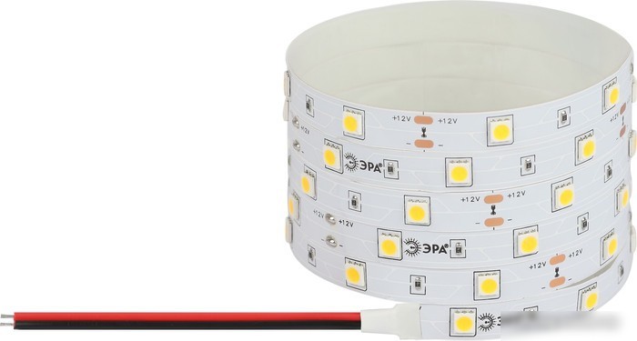 Светодиодная лента ЭРА LS5050 -7,2-30-12-3000K-IP20-1 year-5m теплый белый Б0059915