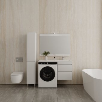 Symbolite Тумба с умывальником Даллас 110 Люкс Plus + Estetus Даллас 110x48 (подвесная, правый, эмаль белый)