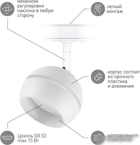Трековый светильник ЭРА TR47-GX53 WH Б0054155