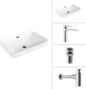 Умывальник Lauter 21441A + Reef 21CK678C + сифон 21635CH + донный клапан 21190CH (хром)