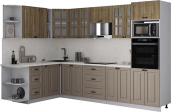Готовая кухня Интерлиния Мила Деко 1.88x3.0 LV (луна/дуб вотан/опал светлый)