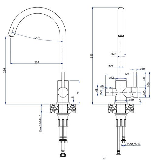 Смеситель GranFest Quarz GF-Z5420 (песочный)