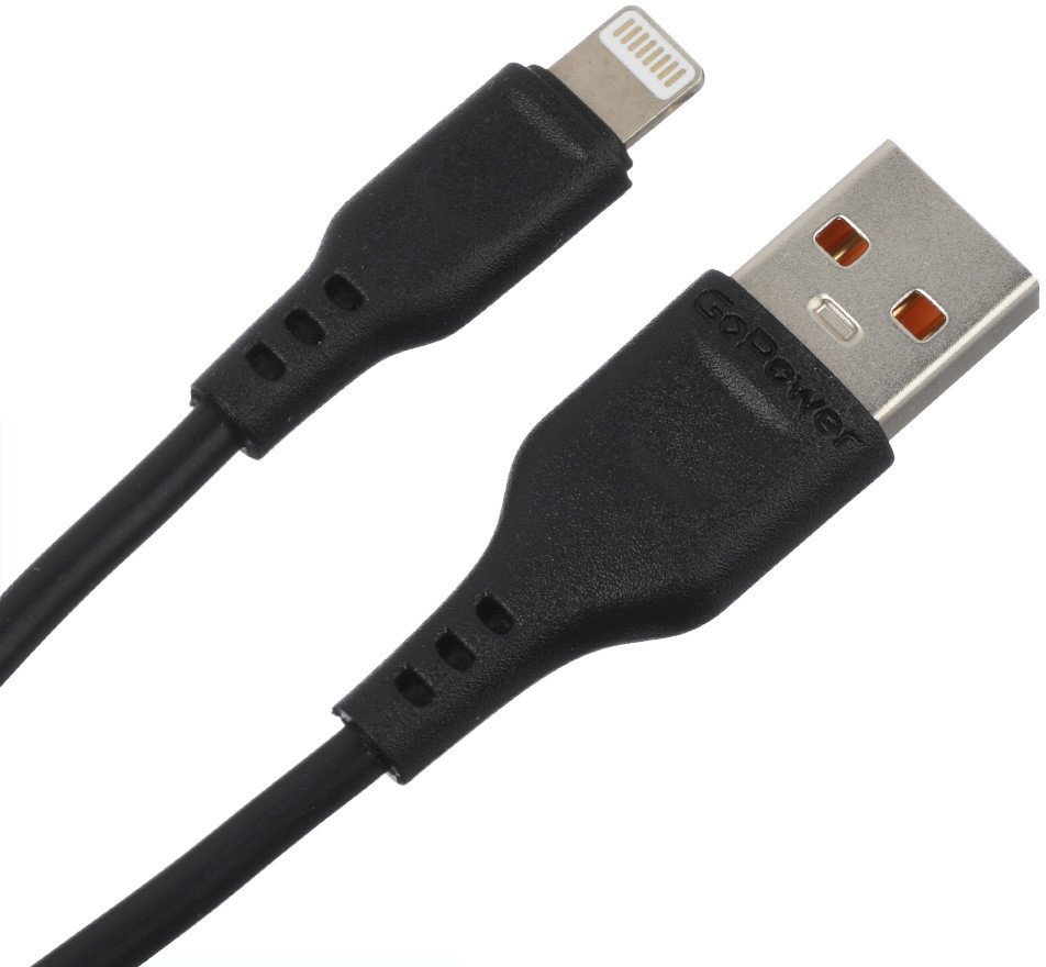 Кабель GoPower 00-00018568 USB Type-A - Lightning (1 м, черный)