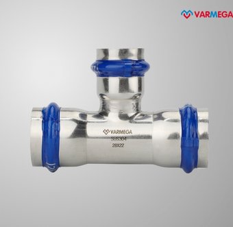 Фитинг Varmega Тройник раструбный Inox Press переходной 28x22x28 VM719282228
