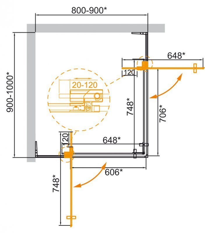 Душевой уголок Cezares SLIDER-AH-2-80/90-90/100-C-BORO